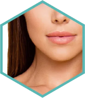 Morpheus8 skin remodelling London - hexagon crop of a woman's face and neck Hexagon crop of a woman's face and neck for Morpheus8 skin remodelling in London