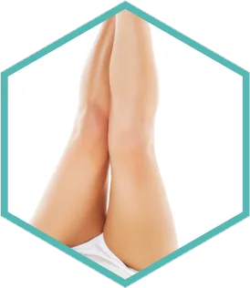 Morpheus8 skin remodelling London - hexagon crop of a woman's legs Hexagon crop of a woman's legs for Morpheus8 skin remodelling in London